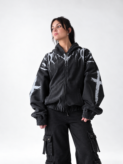 LOST MYSELF — WASHED ZIP HOODIE